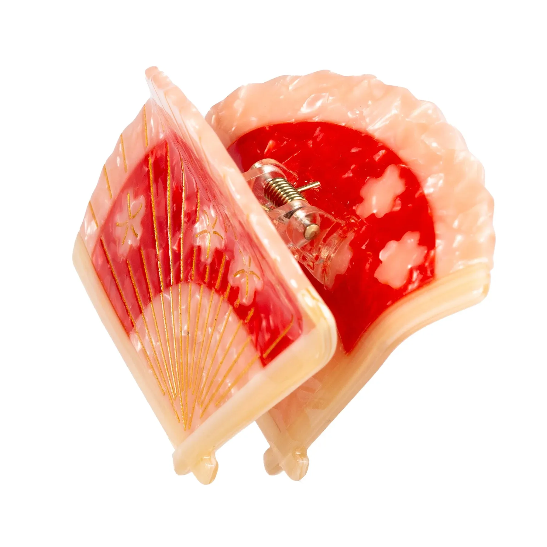 Regency Fan Hair Claw Clip in Red